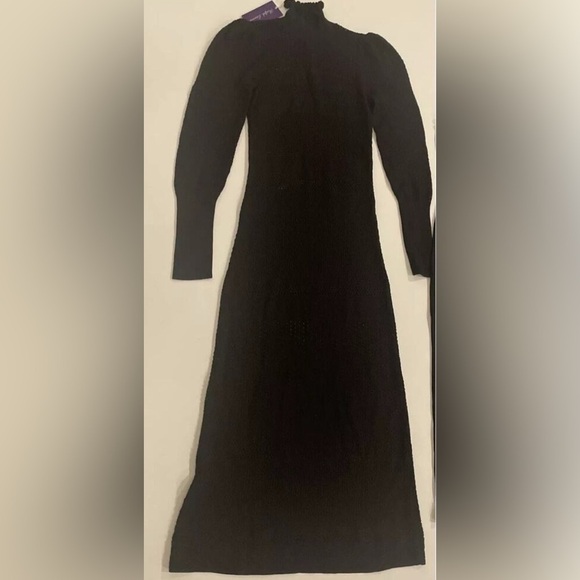 Ralph Lauren Collection Lace Puff-Sleeve Black Sweater Dress Cashmere XS 0 2 NWT - Picture 7 of 8